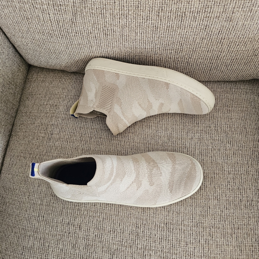 Rothy's Chelsea Boots High Top Sneakers in Sand Camo - Picture 3 of 8